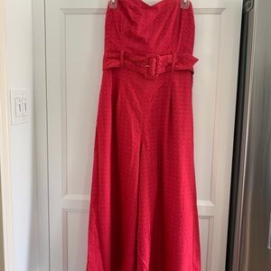 Anthropologie strapless jumpsuit with belt
